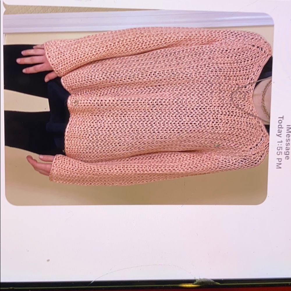 Blush sweater, size M.  Looks crocheted, hand wash